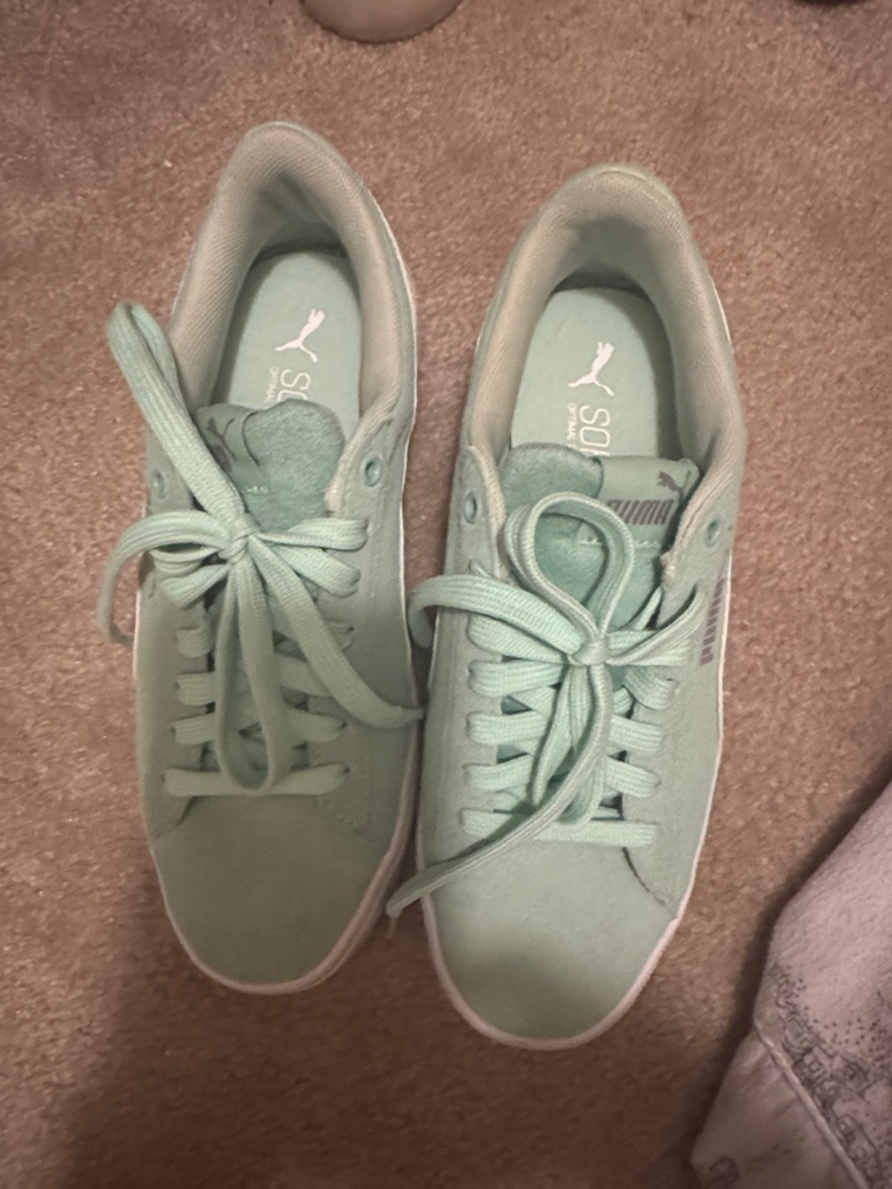 Puma Women's Sneakers in Mint Green Suede